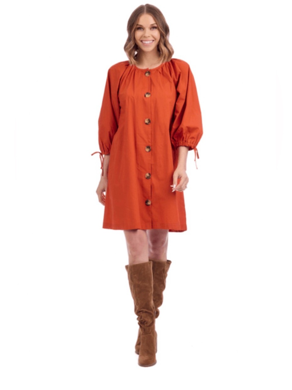 Mud Pie Pheebes Button Down Dress Orange/Rust Small (NWT) (Small)